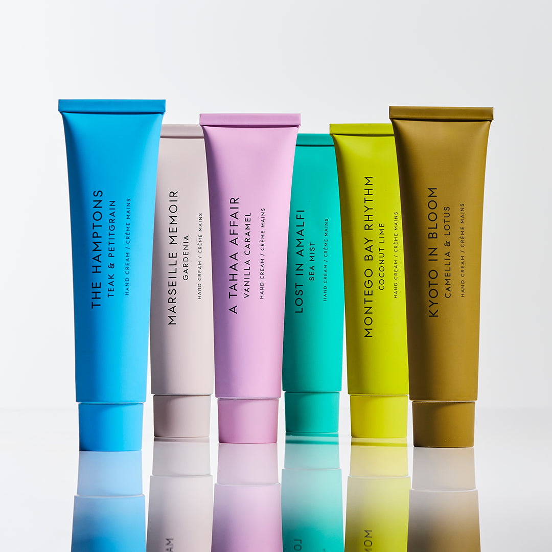 Glasshouse Fragrances assorted Hand Cream collection displayed side by side.