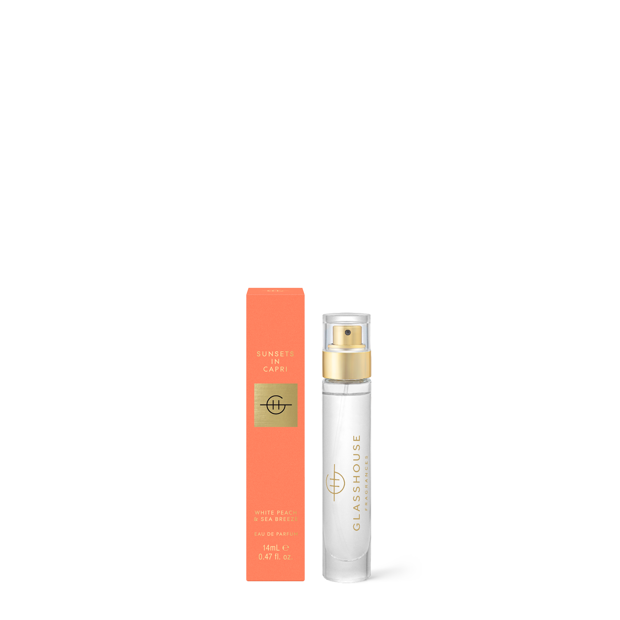 Glasshouse Fragrances Sunsets In Capri White Peach & Sea Breeze 14mL Eau de Parfum